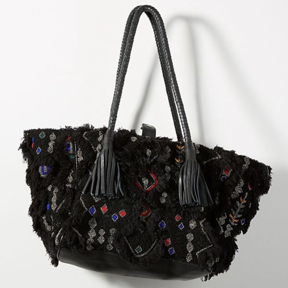 New Anthro Embroidered Symbol Sheerling Tote Bag